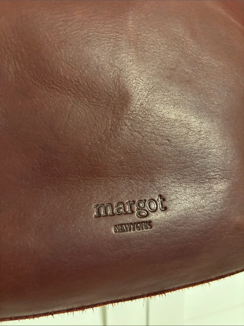 Margot New York Burgundy Genuine Leather Hobo Shoulder Bag with Tassel